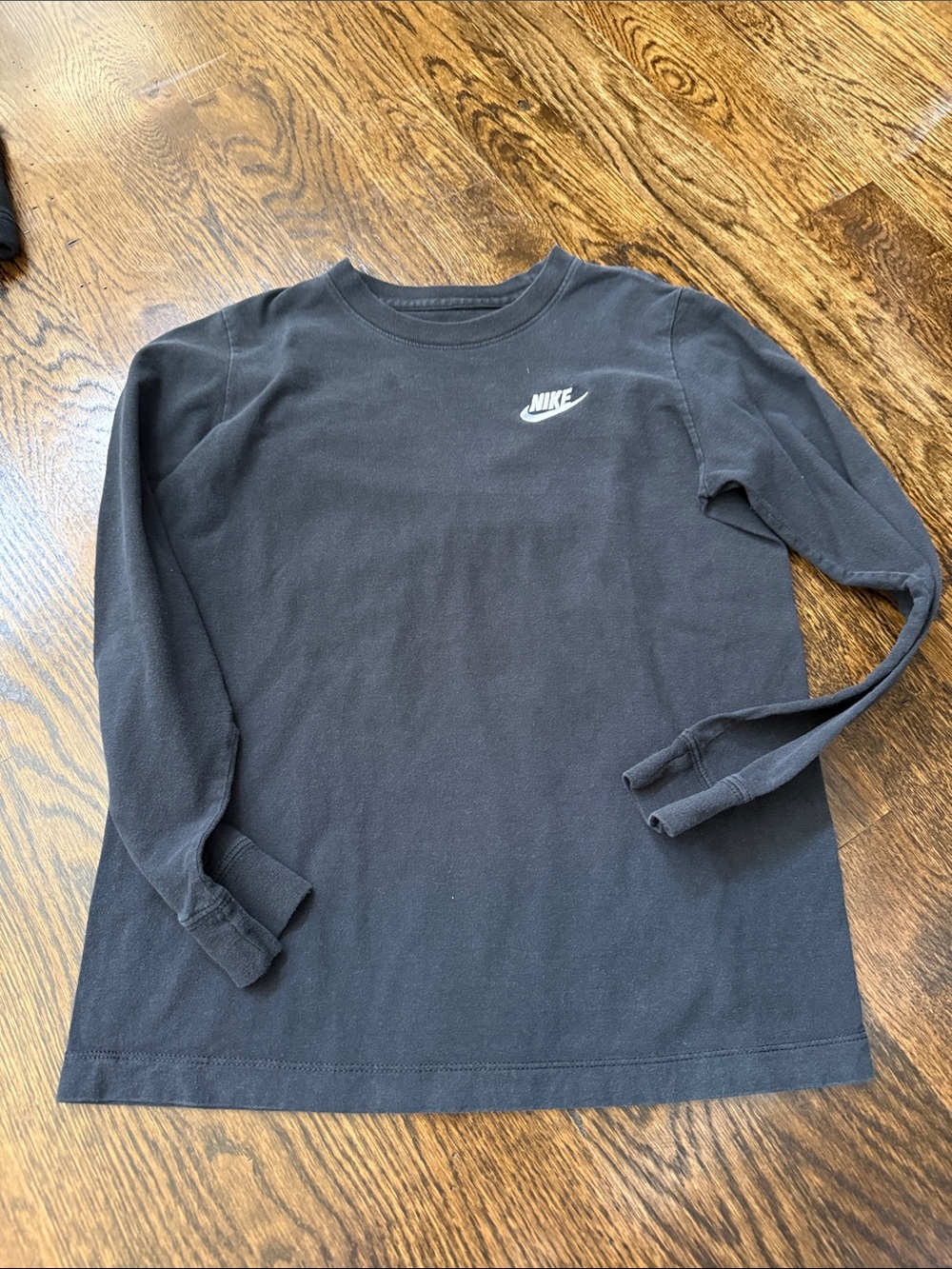 Nike Kids Black Long-Sleeve Crew with White Swoosh